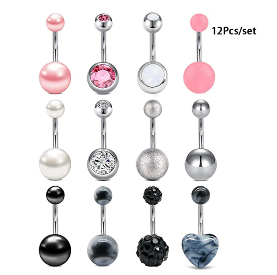 5-12ピース/セットかわいいブラブラ腹リングパック14グラムへそピアスバルクセクシーなベリーリングセットへそリングロットpircing ombligoジュエリー
