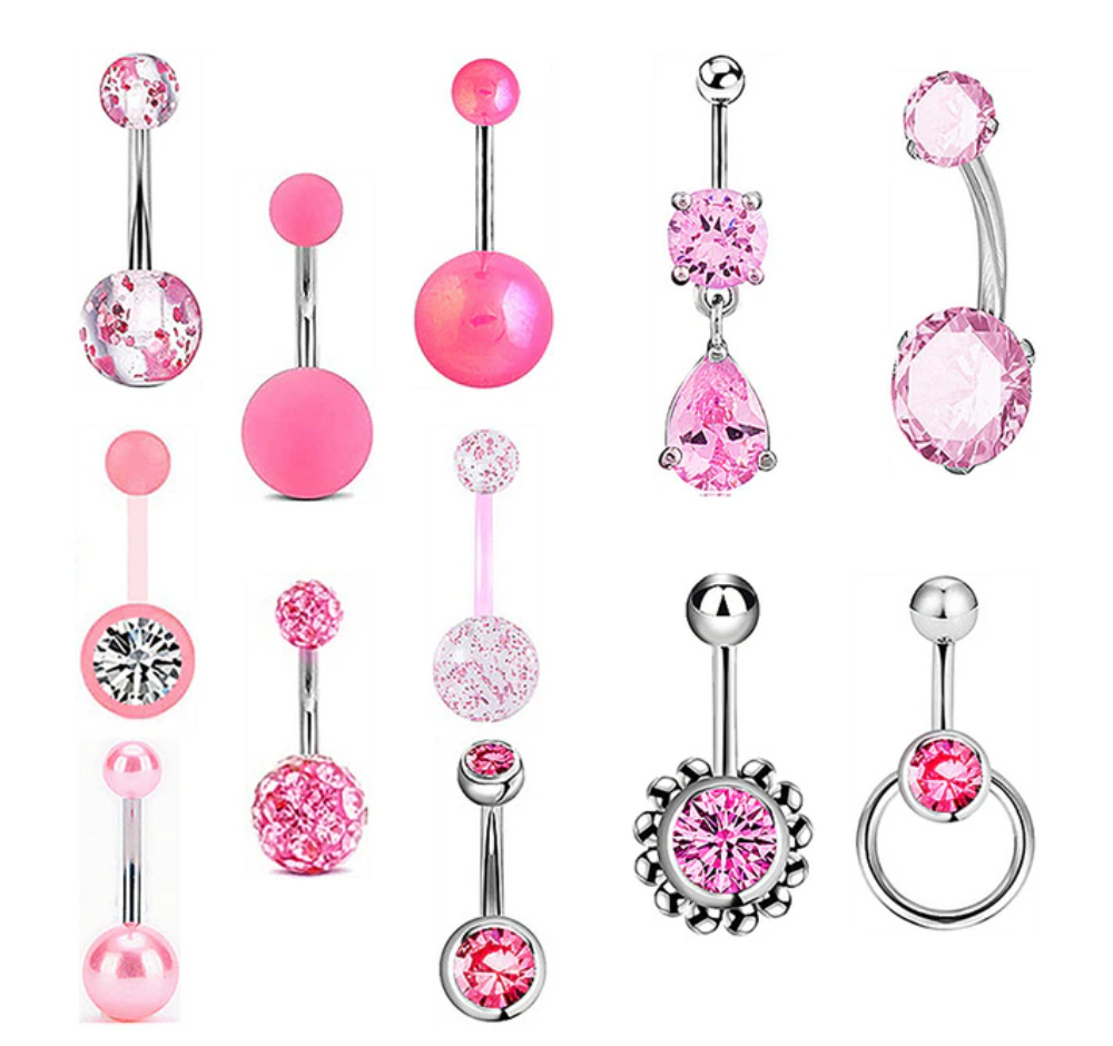 5-12ピース/セットかわいいブラブラ腹リングパック14グラムへそピアスバルクセクシーなベリーリングセットへそリングロットpircing ombligoジュエリー