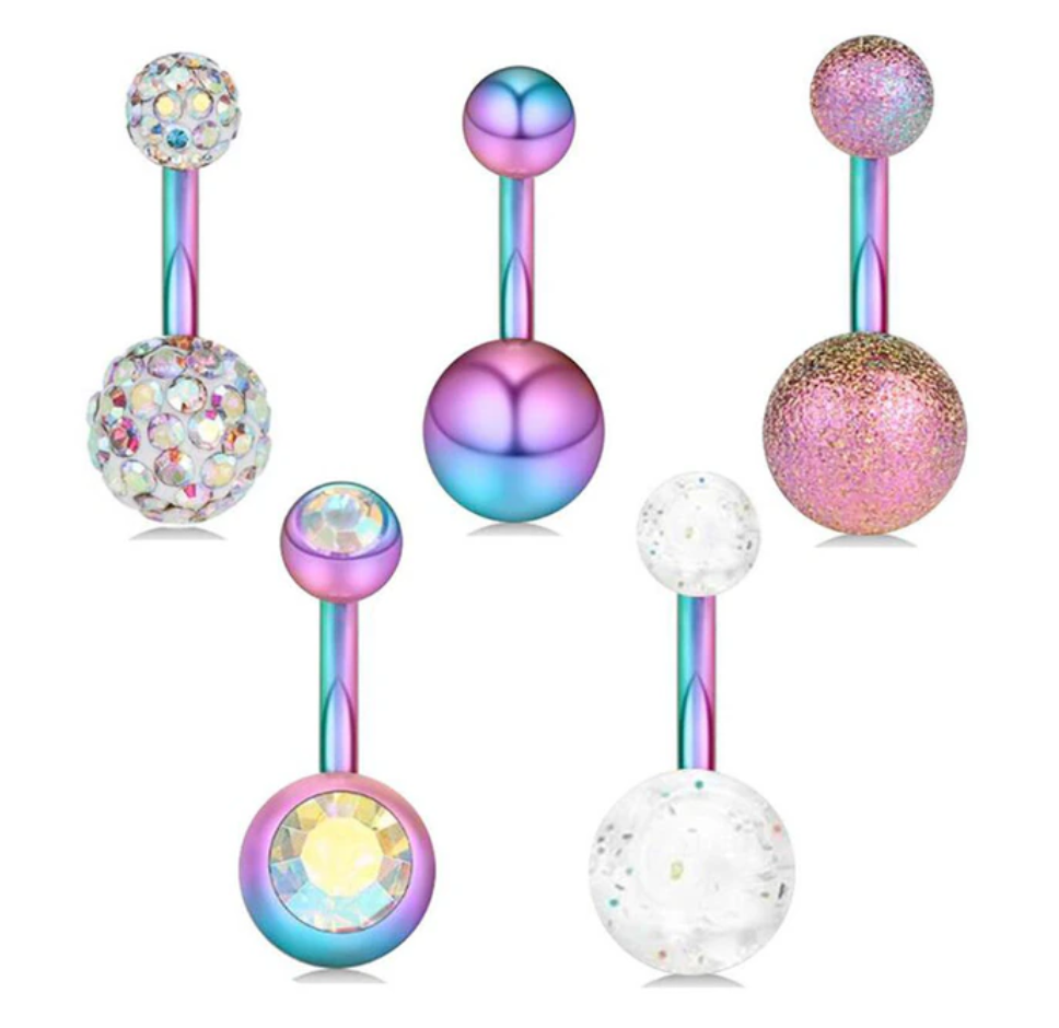 5-12ピース/セットかわいいブラブラ腹リングパック14グラムへそピアスバルクセクシーなベリーリングセットへそリングロットpircing ombligoジュエリー