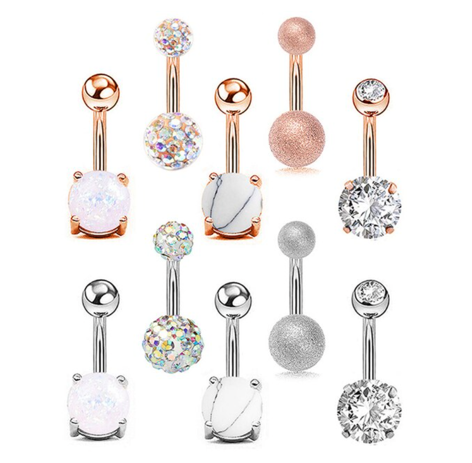 5-12ピース/セットかわいいブラブラ腹リングパック14グラムへそピアスバルクセクシーなベリーリングセットへそリングロットpircing ombligoジュエリー