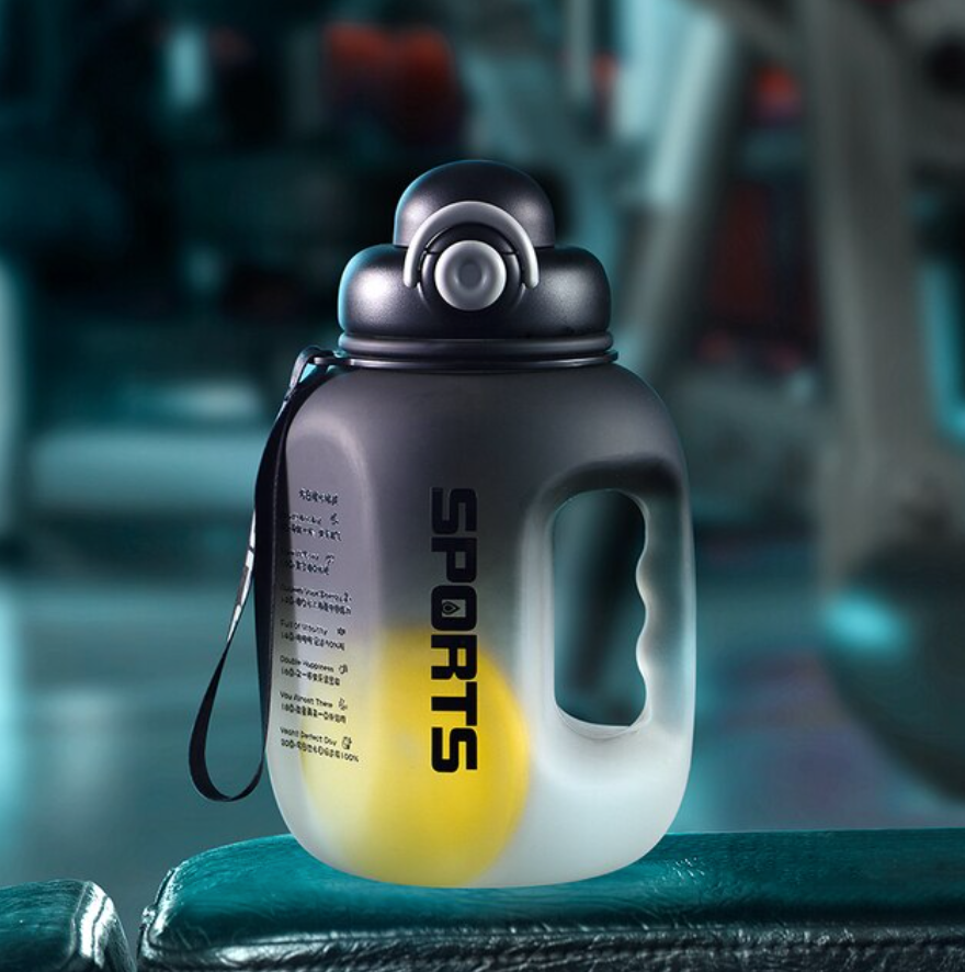 ストロー付きianxiウォーターボトル,プラスチック製フィットネスボトル,ポータブル,学生用,学校用,旅行用
