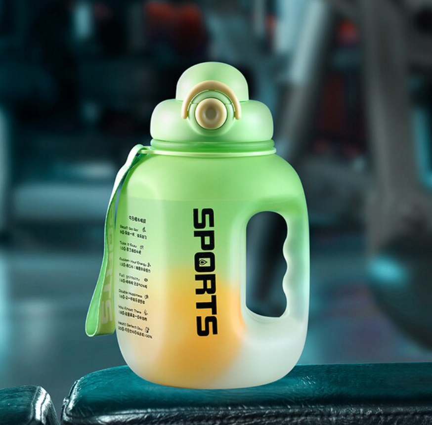 ストロー付きianxiウォーターボトル,プラスチック製フィットネスボトル,ポータブル,学生用,学校用,旅行用