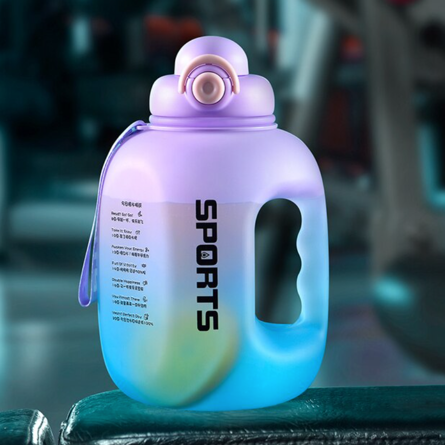 ストロー付きianxiウォーターボトル,プラスチック製フィットネスボトル,ポータブル,学生用,学校用,旅行用