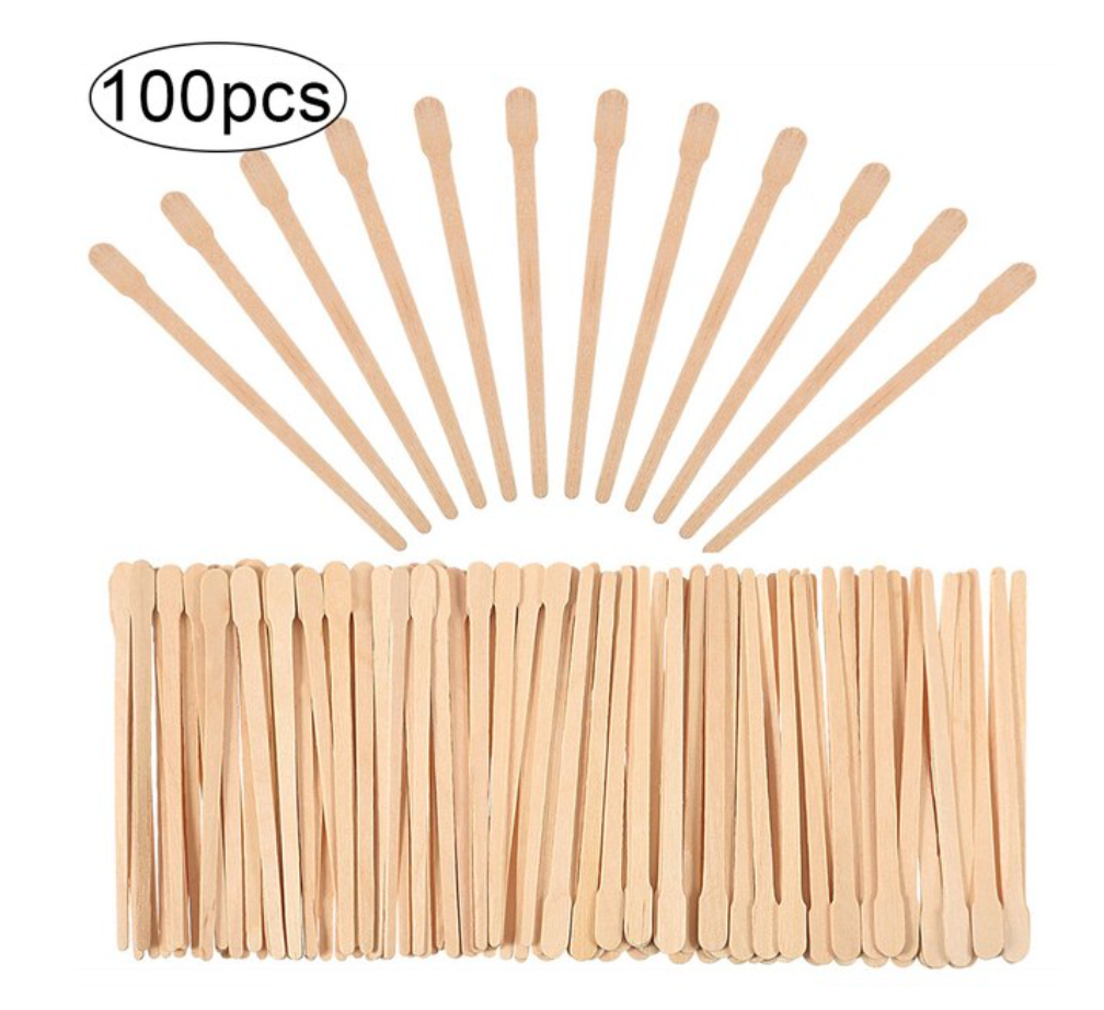 木製の眉毛スティック,女性用,使い捨て,スパチュラ,木製の唇,顔,美容ツール,100個
