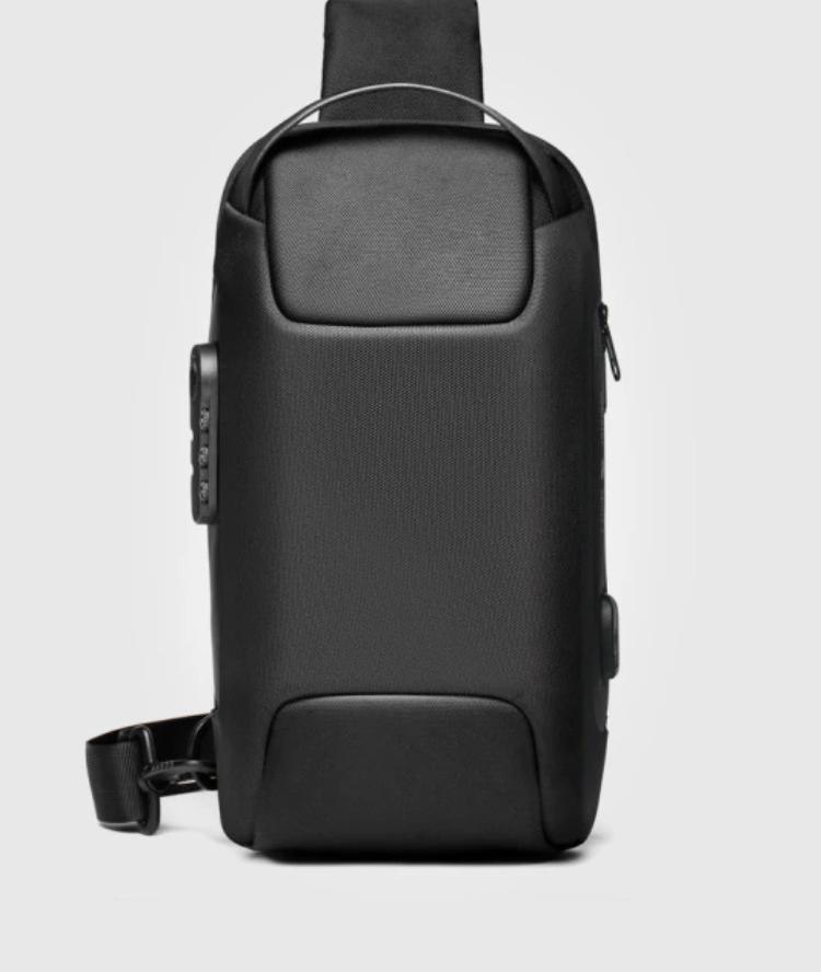 ユニセックス 多機能パテントレザーチェストバッグ,防水クロスオーバーバッグ,USB充電付きトラベルショルダーバッグ