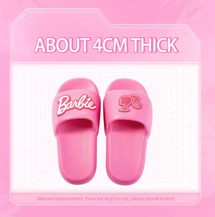 MINISO Barbie Series Slippers Pink Girl Thick Sole Soft Comfortable Home Bathroom Kawaii Anime Peripheral Birthday GiftChristmas
