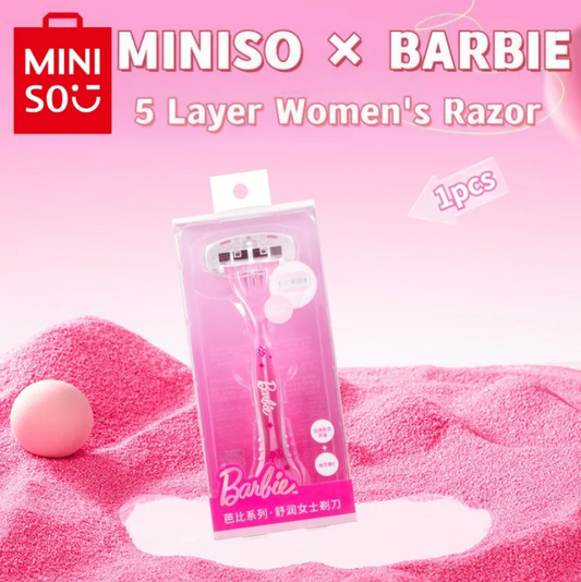 Genuine MINISO Barbie Series 5-layer Safety Razor Blade for Girls Body Pink Manual Hair Remover Sensitive Skin Removal Tool Gift