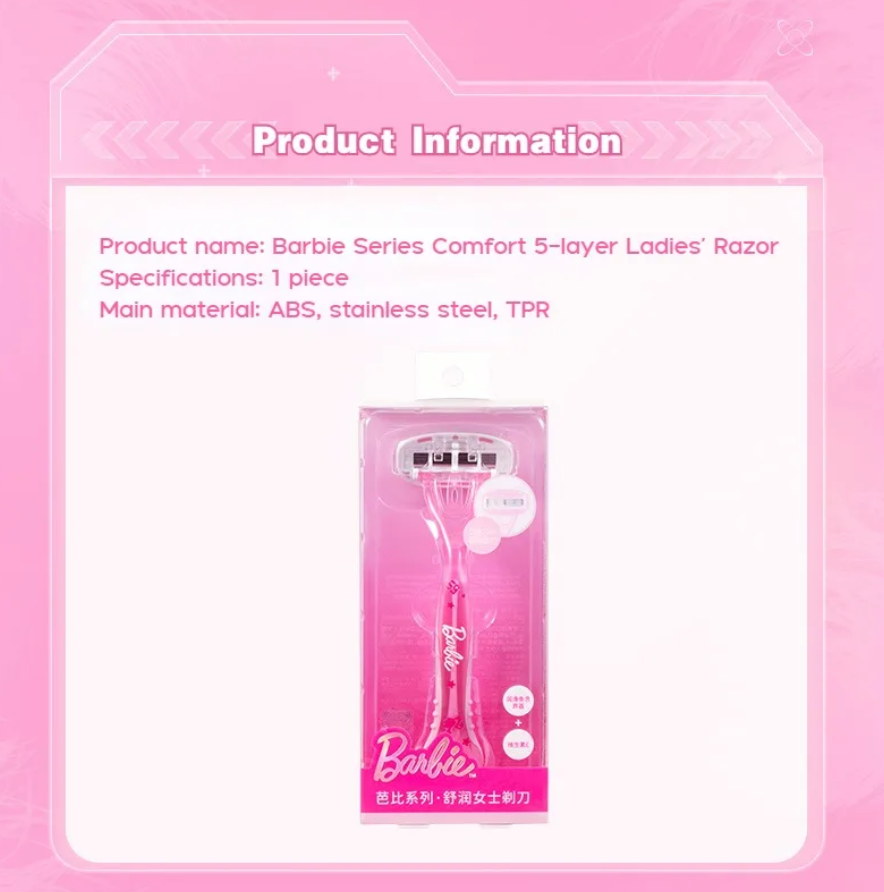 Genuine MINISO Barbie Series 5-layer Safety Razor Blade for Girls Body Pink Manual Hair Remover Sensitive Skin Removal Tool Gift