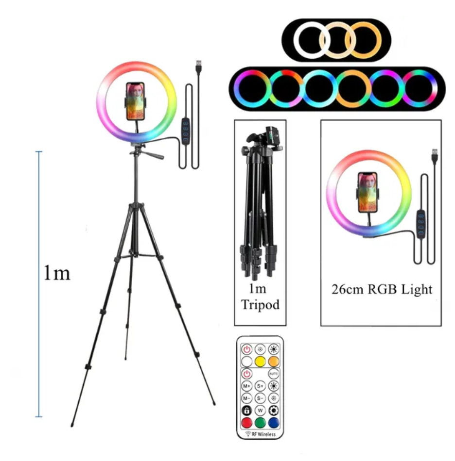 26 33CM Video Lights Dimmable Light Selfie LED Ring Light USB Ring Lighting Lamp With Tripod Stand To Make Youtube Ringlight
