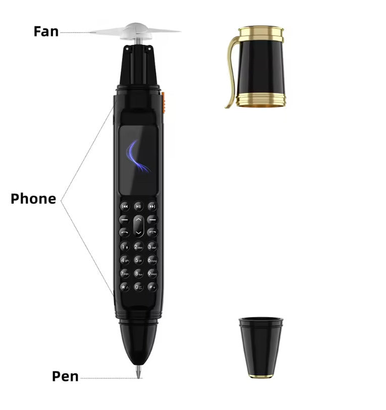 SERVO BM111 Pen Phone Portable Fan 3-in-1 Mobile Phone Dual SIM Bluetooth Dial Recorder Magic Voice Pen Style Telephone Original spy camera