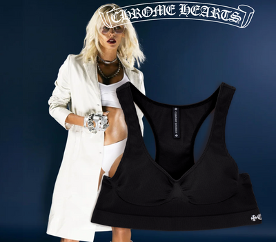 CHROME HEARTS BLACK RIB SPORTS BRA