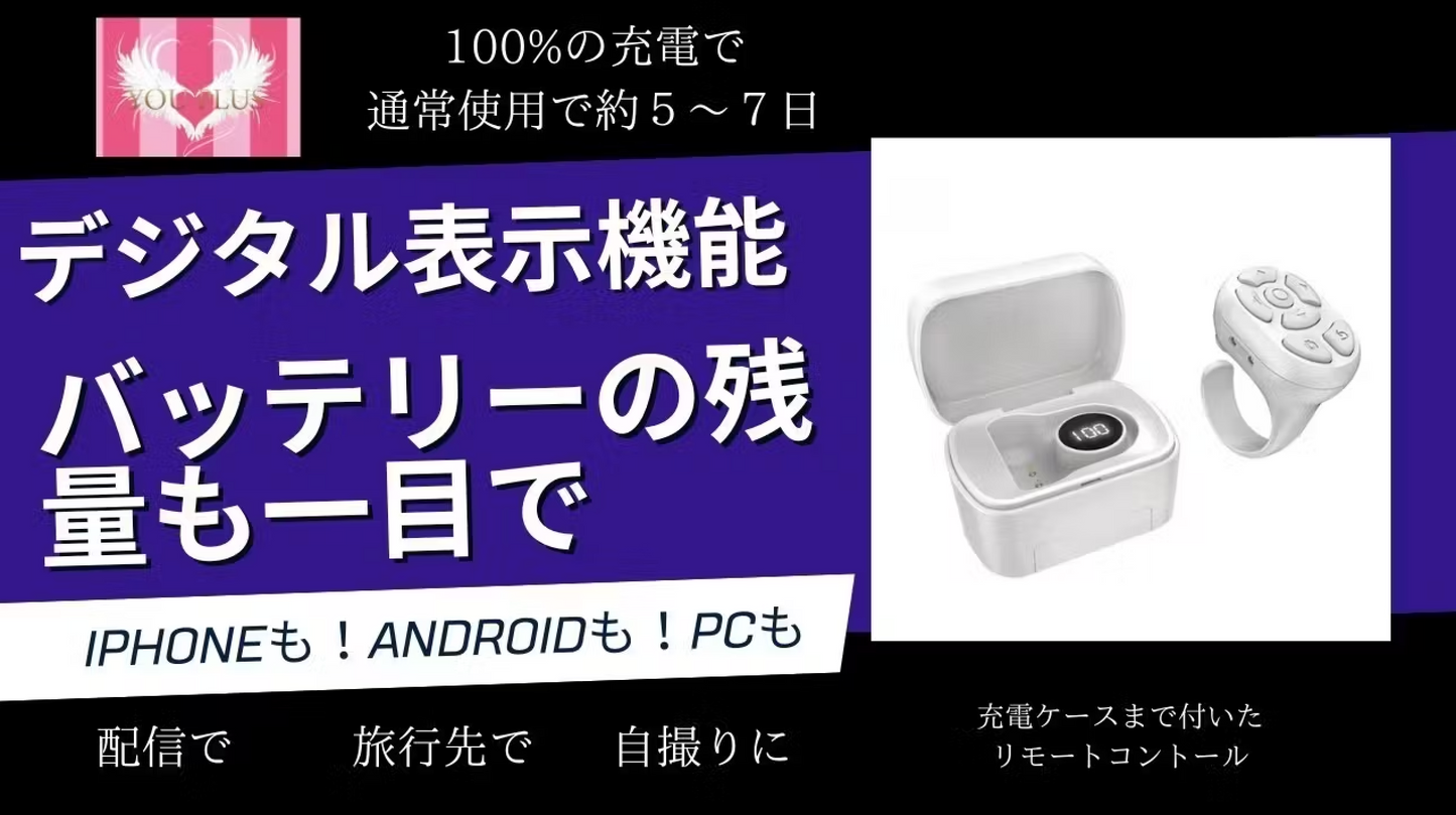 指にはめるタイプの簡単リモートコントロール　デジタル表示の充電ケース付き