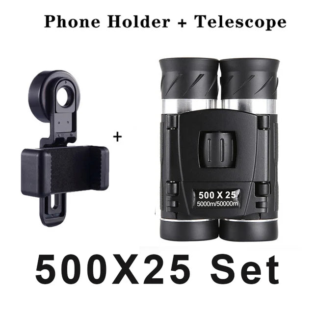 500X25 Portable Hd Zoom 5000M/50000M Binoculars Telescope Powerful Folding Long-Distance Vision Hunting Outdoor Camping Sports
