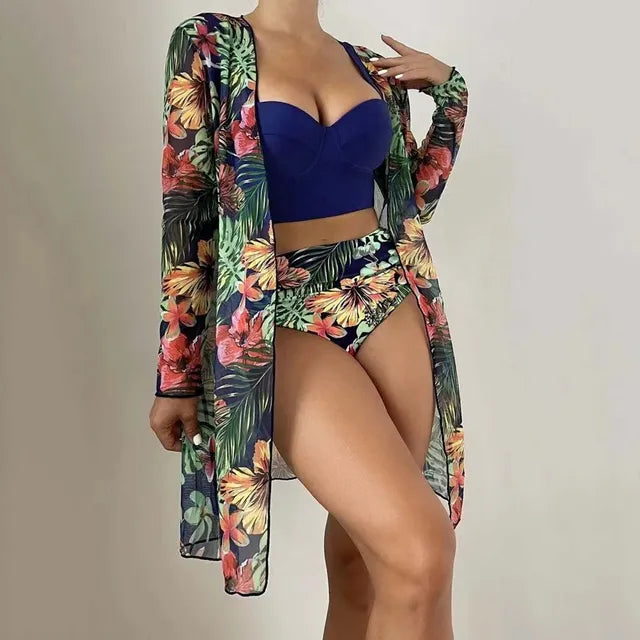 Bohemian Vacation Bathing Suits New Cover Up Three Piece Hard Packed Women'S Bikini Split Swimsuit For Ladies Ropa Interior