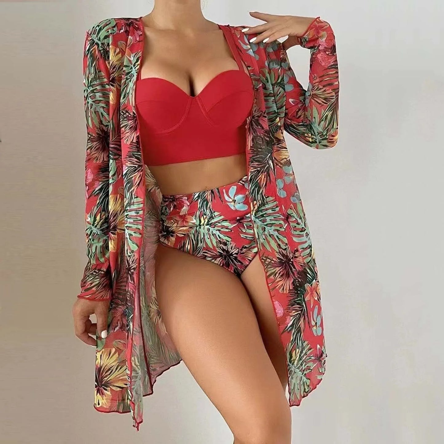 Bohemian Vacation Bathing Suits New Cover Up Three Piece Hard Packed Women'S Bikini Split Swimsuit For Ladies Ropa Interior