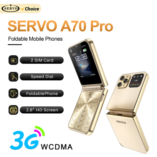 SERVO A70 Pro 2 SIM Card Flip Phone 3G WCDMA New Push Button Speed Dial Cellular MP3 FM Torch Blacklist Fold Phones Cheap Price