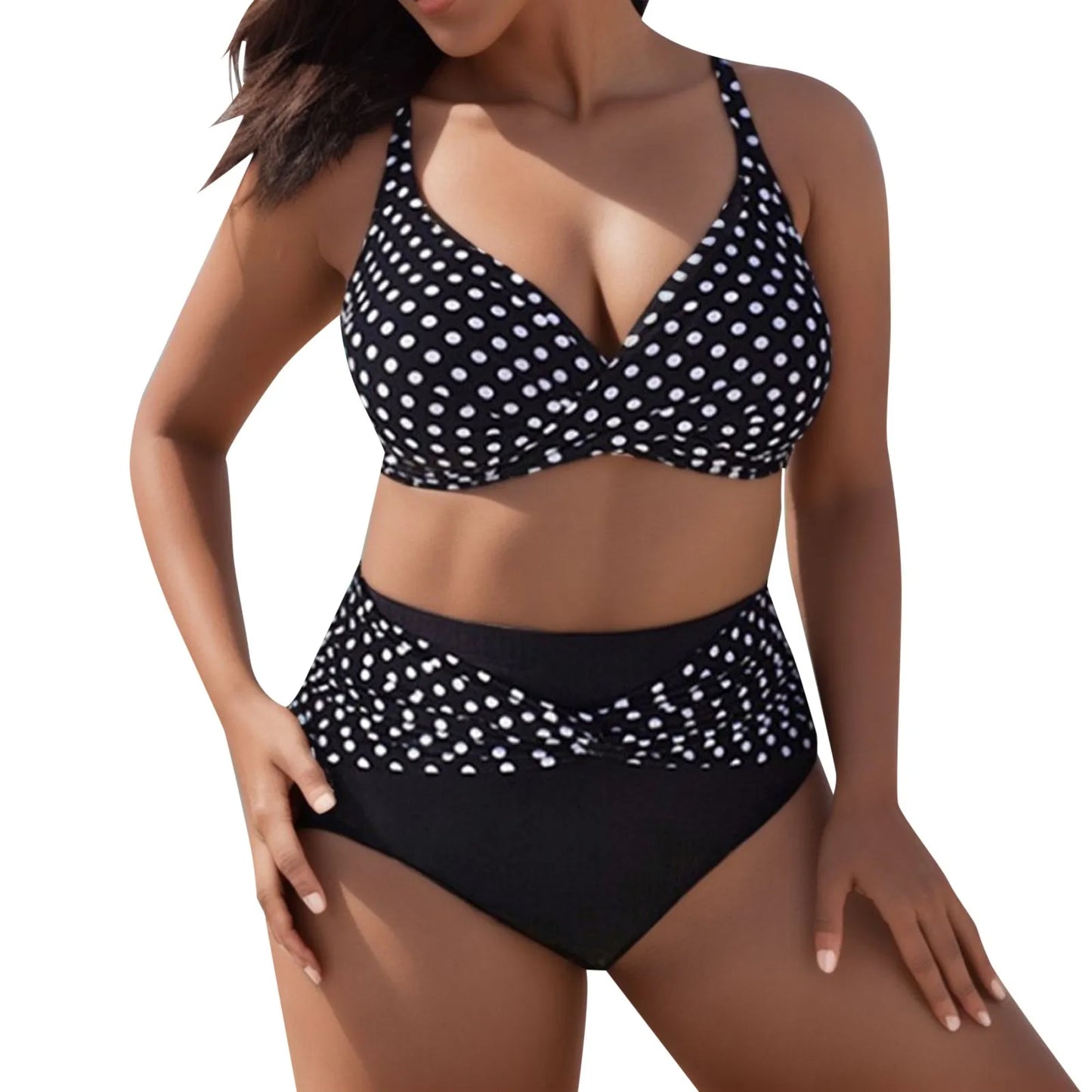 Female Bathing Suit Beach Wear Dots Printing Bikini Sets Two Piece Swimsuits Oversized Swimwear Ladies Beach Suit Summer