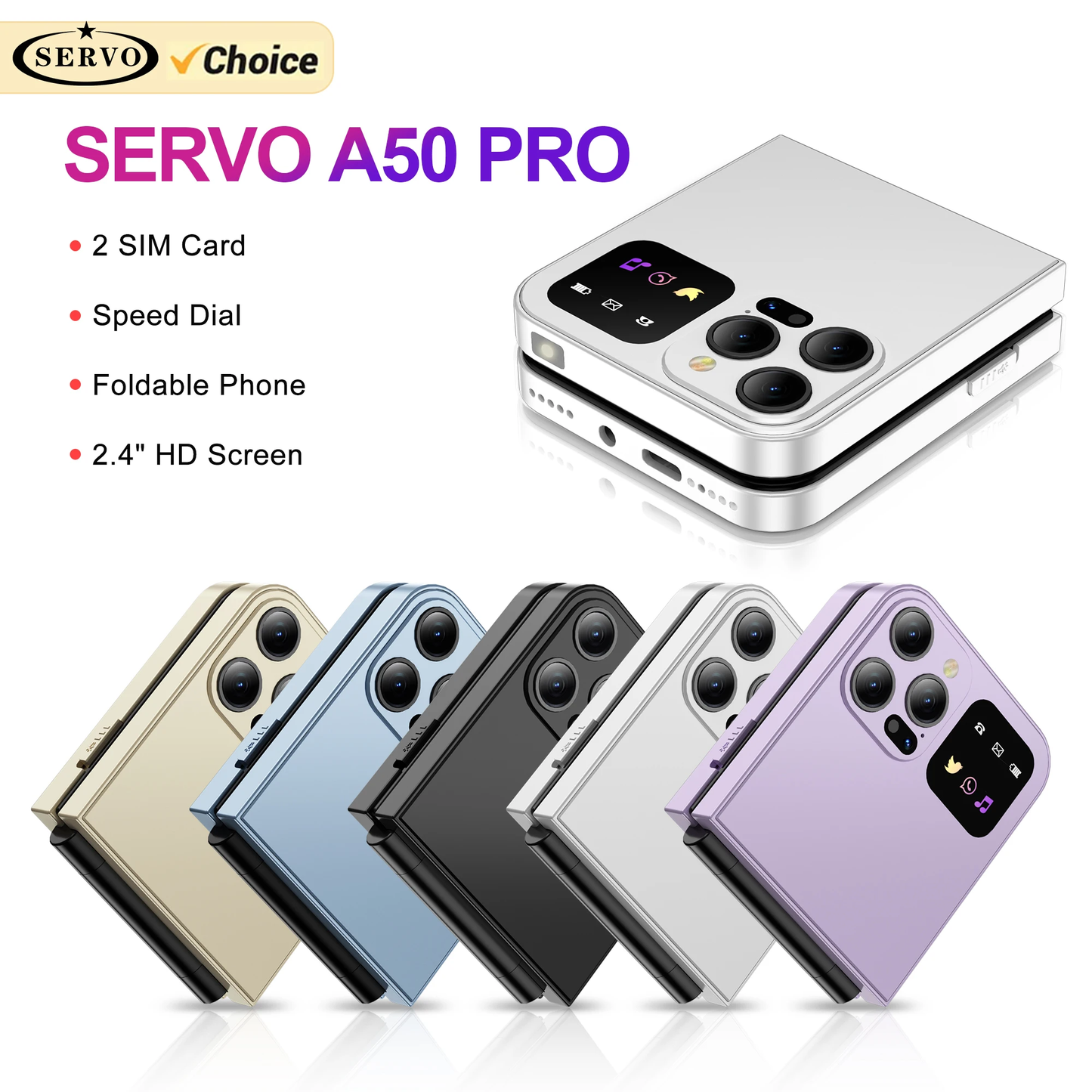 SERVO A70 Pro 2 SIM Card Flip Phone 3G WCDMA New Push Button Speed Dial Cellular MP3 FM Torch Blacklist Fold Phones Cheap Price