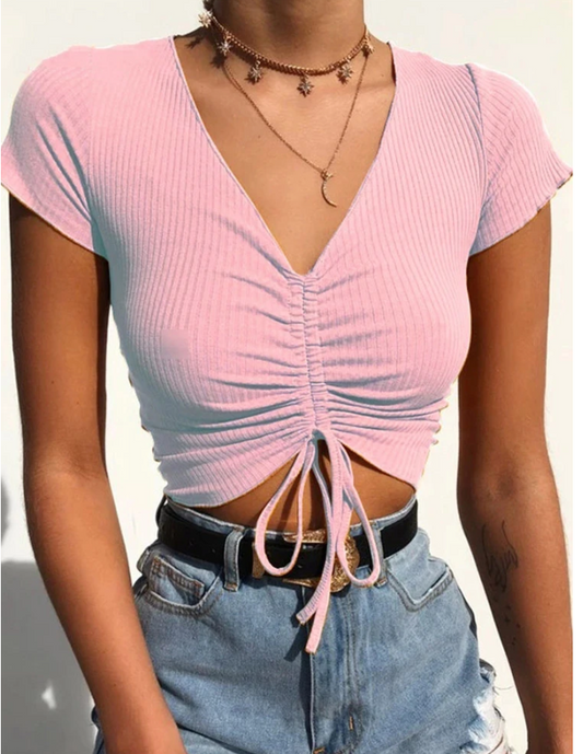 Women's Sexy V Neck Tank Tops For Women, Crop Top With Lace, Candy Color, Streetwear, Slim, Short Tops 2023