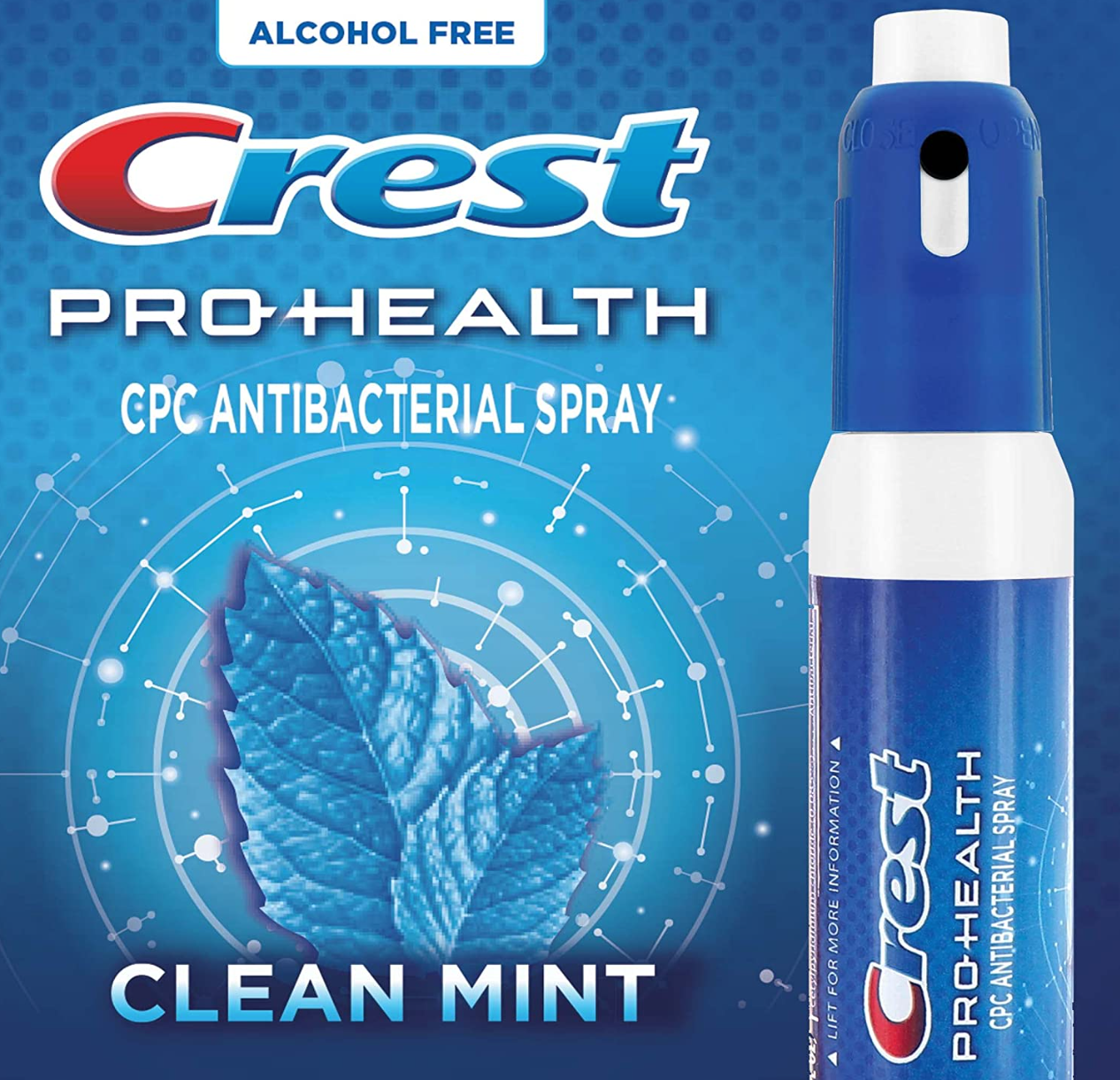 Crest Pro-Health | Portable Alcohol-Free CPC Antibacterial Mist with Clean Mint Flavor | Fights Odor-Causing Bacteria for Instant Fresh Breath - 1 Count (0.44oz) Breath Spray