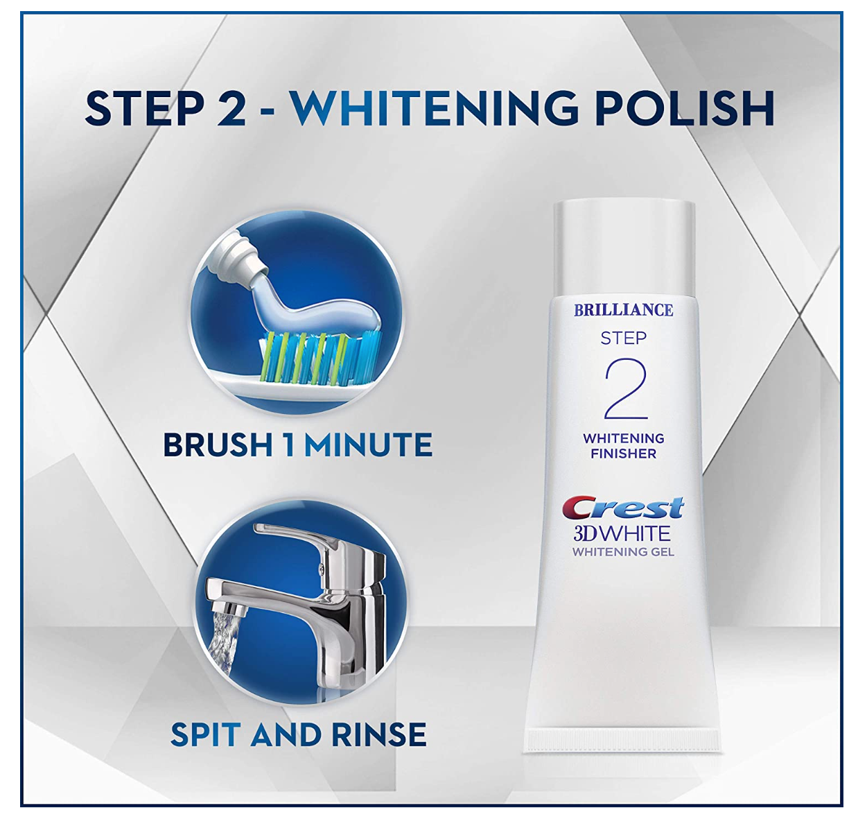 Crest 3D White Brilliance 2 Step Kit, Deep Clean Toothpaste (4oz) + Teeth Whitening Gel (2.3oz)