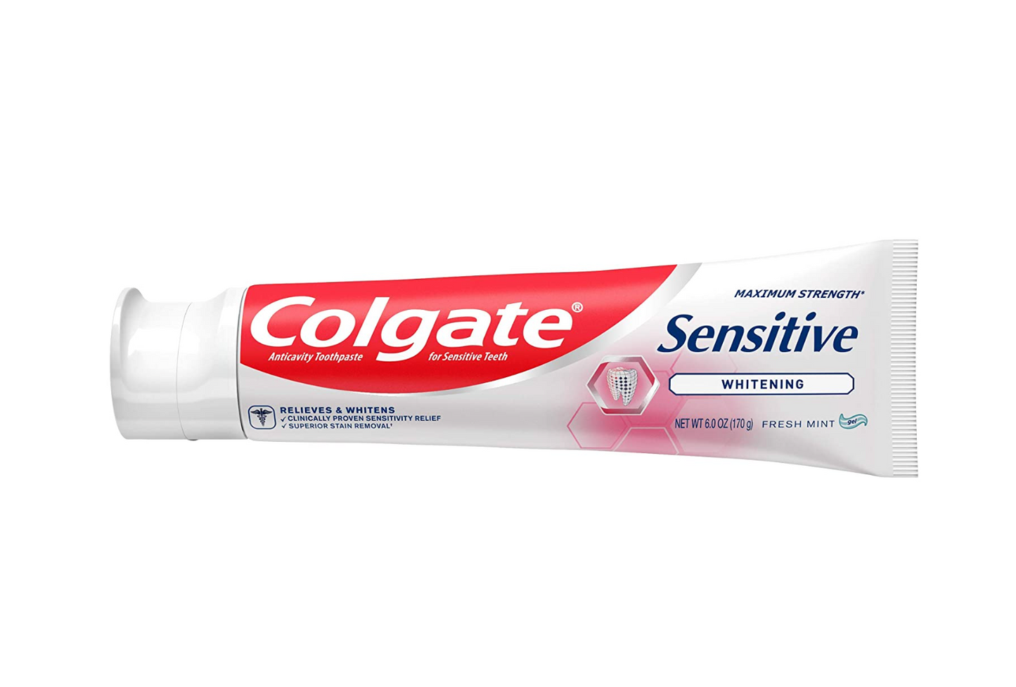 Colgate Whitening Toothpaste for Sensitive Teeth, Enamel Repair and Cavity Protection, Fresh Mint Gel, 6 Oz (Pack of 3)