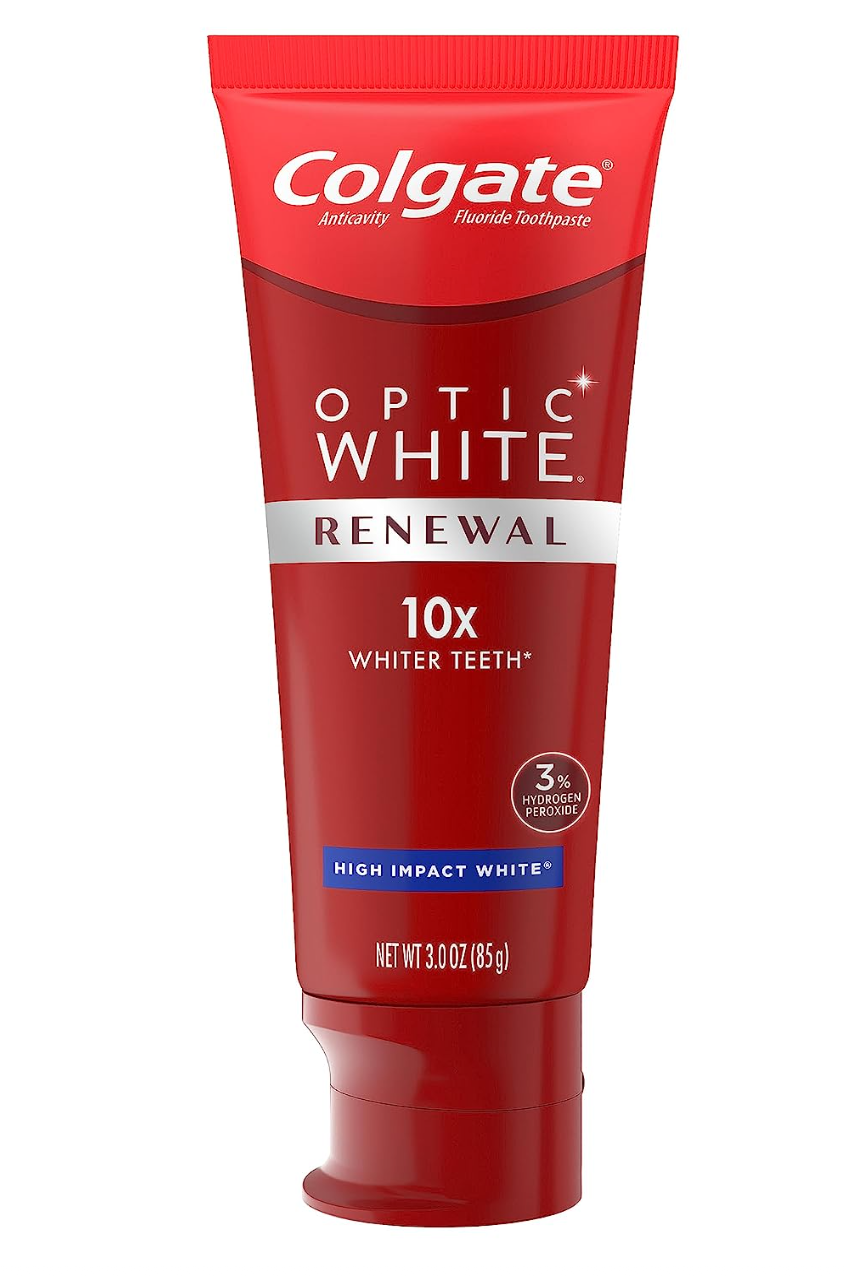 Colgate Optic White Renewal Teeth Whitening Toothpaste, High Impact White, 3 Oz Tube, 3 Pack