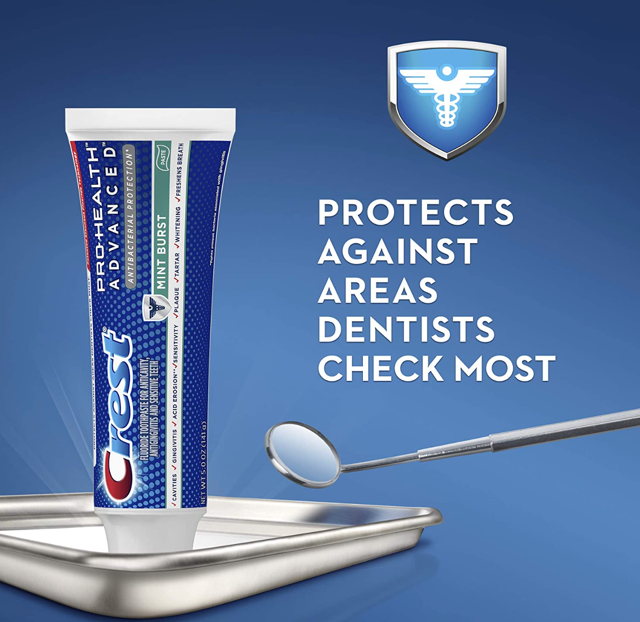Crest Pro-Health Advanced Antibacterial Protection Toothpaste - Pack of 4, 5 Oz Tubes - Anticavity Fluoride Toothpaste – Gingivitis - Sensitive Teeth - Tartar Protection - Fresh Breath –Deep Clean