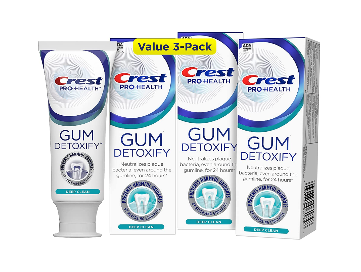 Crest Pro-Health Gum Detoxify Toothpaste, Deep Clean, 3.7 oz, Pack of 3