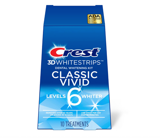 Crest 3D Whitestrips, Classic Vivid, Teeth Whitening Strip Kit, 20 Strips (10 Count Pack)