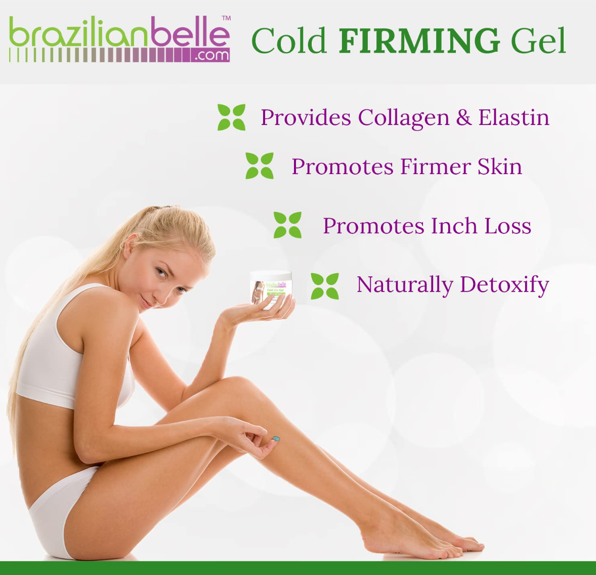 Brazilian Belle Cold Gel with Caffeine and Green Tea Extract - Improves Skin’s Texture, Hydrates, and Moisturizes - Cryo Gel (1 Jar)
