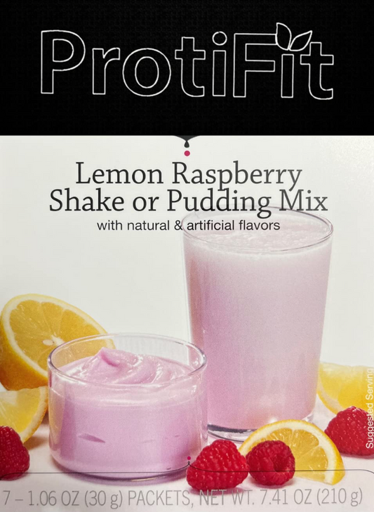PROTIFIT - High Protein Pudding/Shake Mix, 15g Protein, Low Calorie, Low Fat, Low Carb, Aspartame Free, Idea Protein Compatible, Meal Replacement, 7 Servings Per Box (Lemon Raspberry)