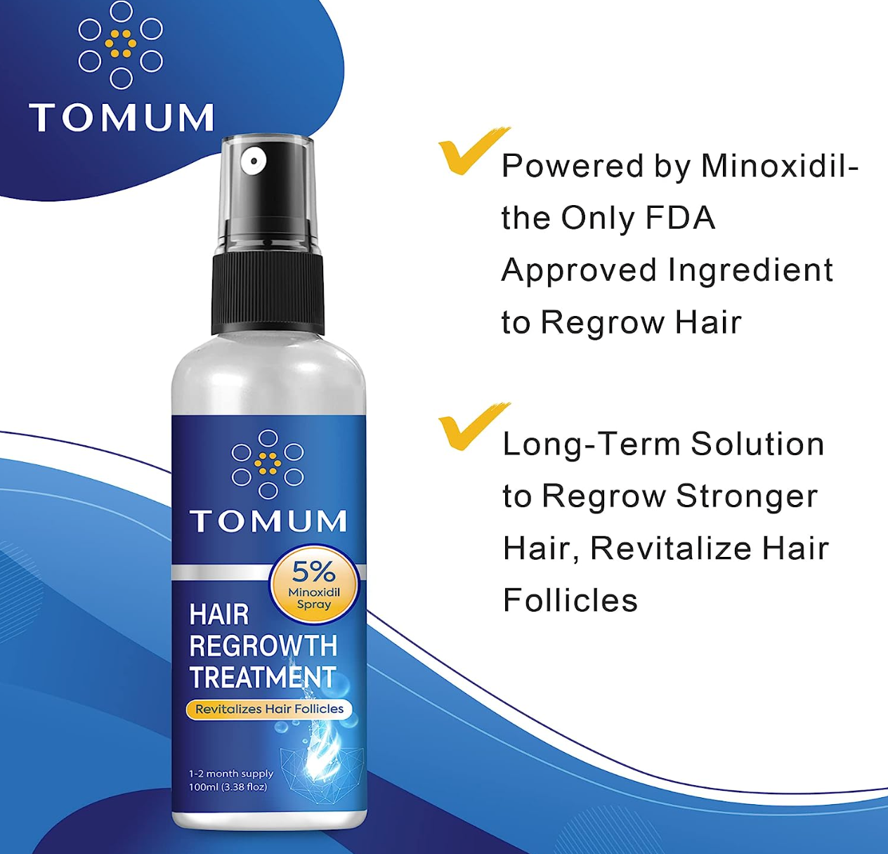 5% Minoxidil Hair Growth Spray For Men and Women 100Ml Hair Regrowth Treatment Serum For Stronger Thicker Longer Hair Help to Stop Thinning and loss hair 2 Month supply