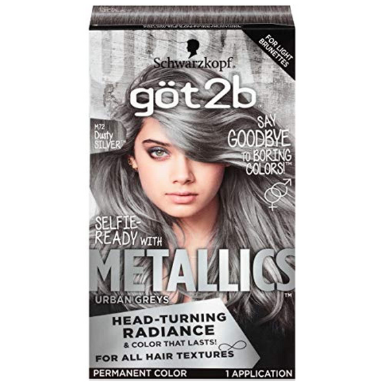 Got2b Metallics Permanent Hair Color, M72 Dusty Silver