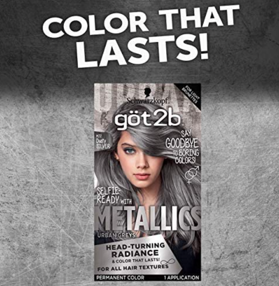 Got2b Metallics Permanent Hair Color, M72 Dusty Silver