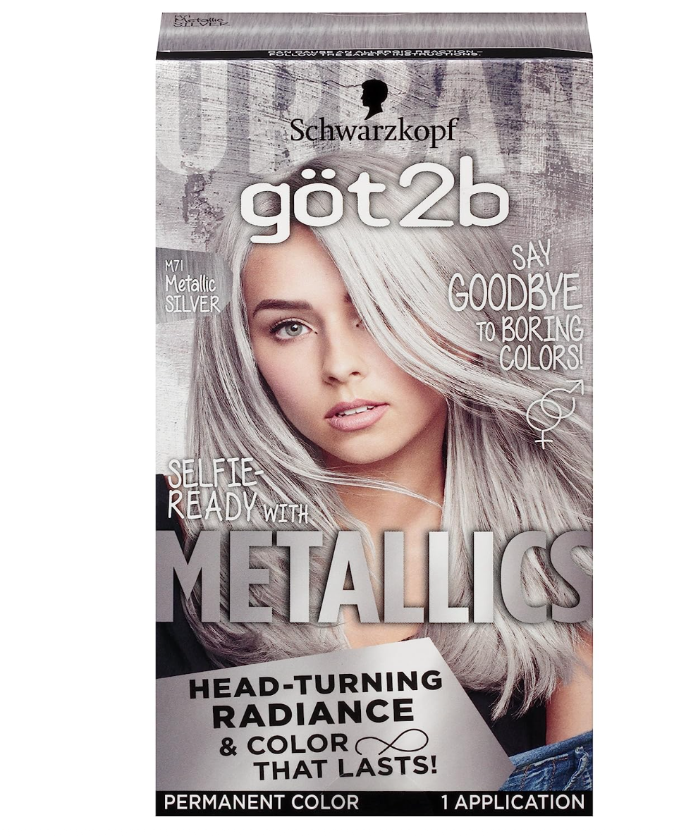 Schwarzkopf Got2b Metallics Permanent Hair Color, M71 Metallics Silver