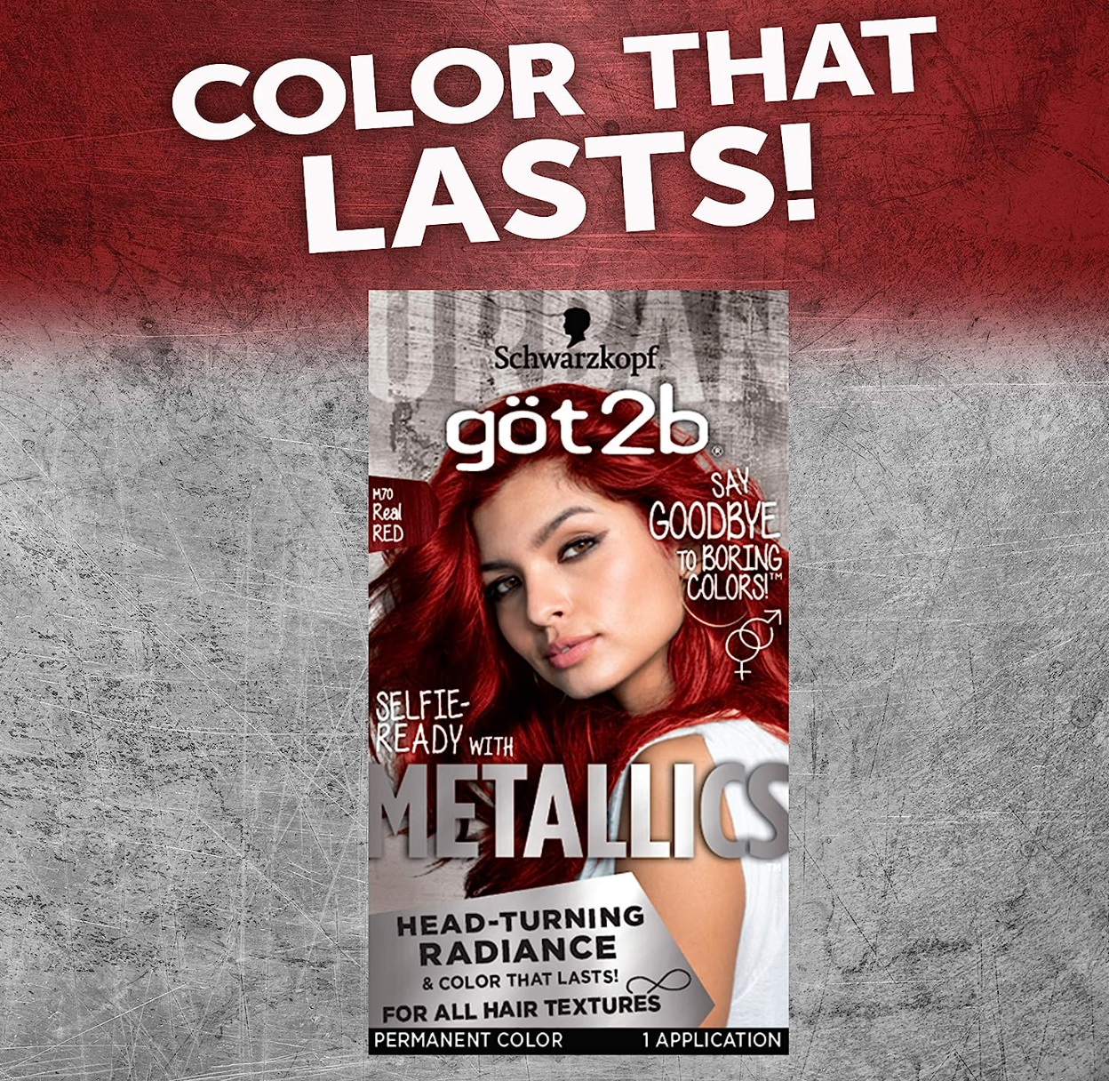 Got2b Metallic Permanent Hair Color, M76 Real Red