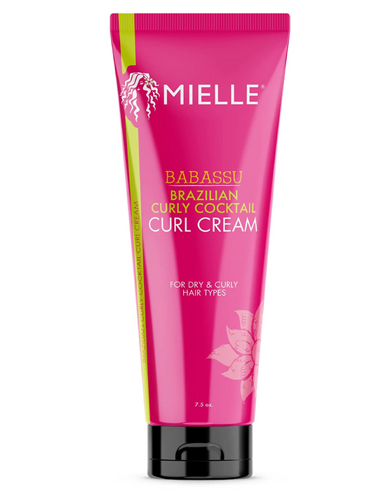 Mielle Organics Babassu Brazilian Curly Cocktail Curl Cream for Dry & Curly Hair Types, Moisturizing Cream for Curly Hair, 7.5 Ounces