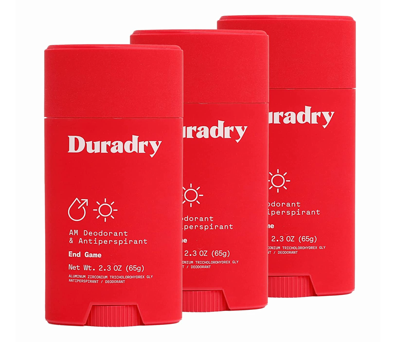 Duradry AM Deodorant & Antiperspirant - Prescription Strength Deodorant for Hyperhidrosis, Antiperspirant for Women & Men, Armpit Sweat Protection, Silicone-free - End Game, 2.3 Oz (Pack of 3)