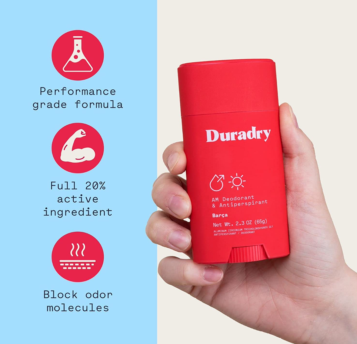 Duradry AM Deodorant & Antiperspirant - Prescription Strength Deodorant for Hyperhidrosis, Antiperspirant for Women & Men, Armpit Sweat Protection, Silicone-free - End Game, 2.3 Oz (Pack of 3)