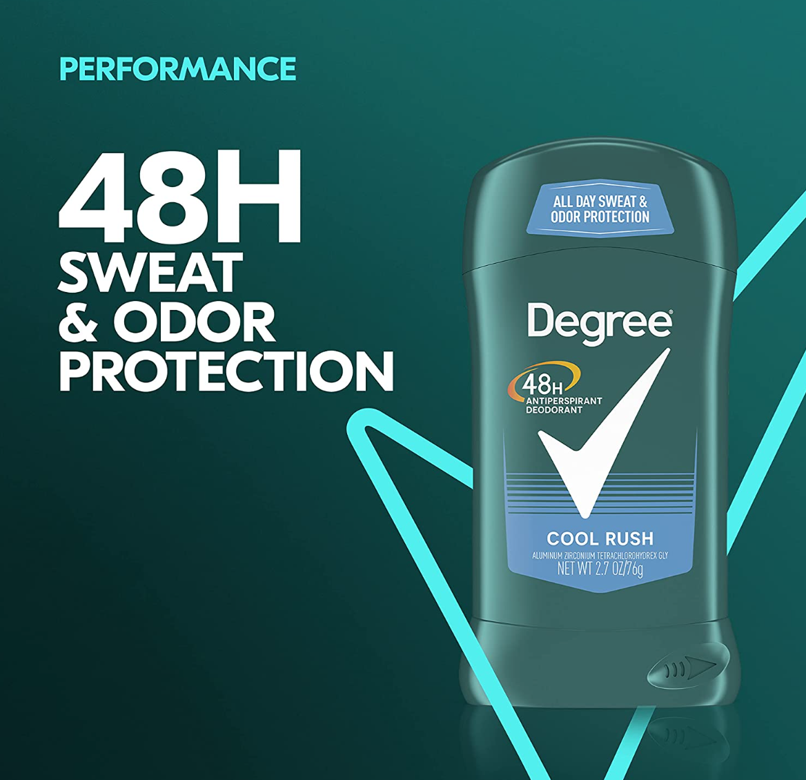 Degree Men Antiperspirant Deodorant 48-Hour Odor Protection Cool Rush Mens Deodorant Stick 2.7 oz, Pack of 6