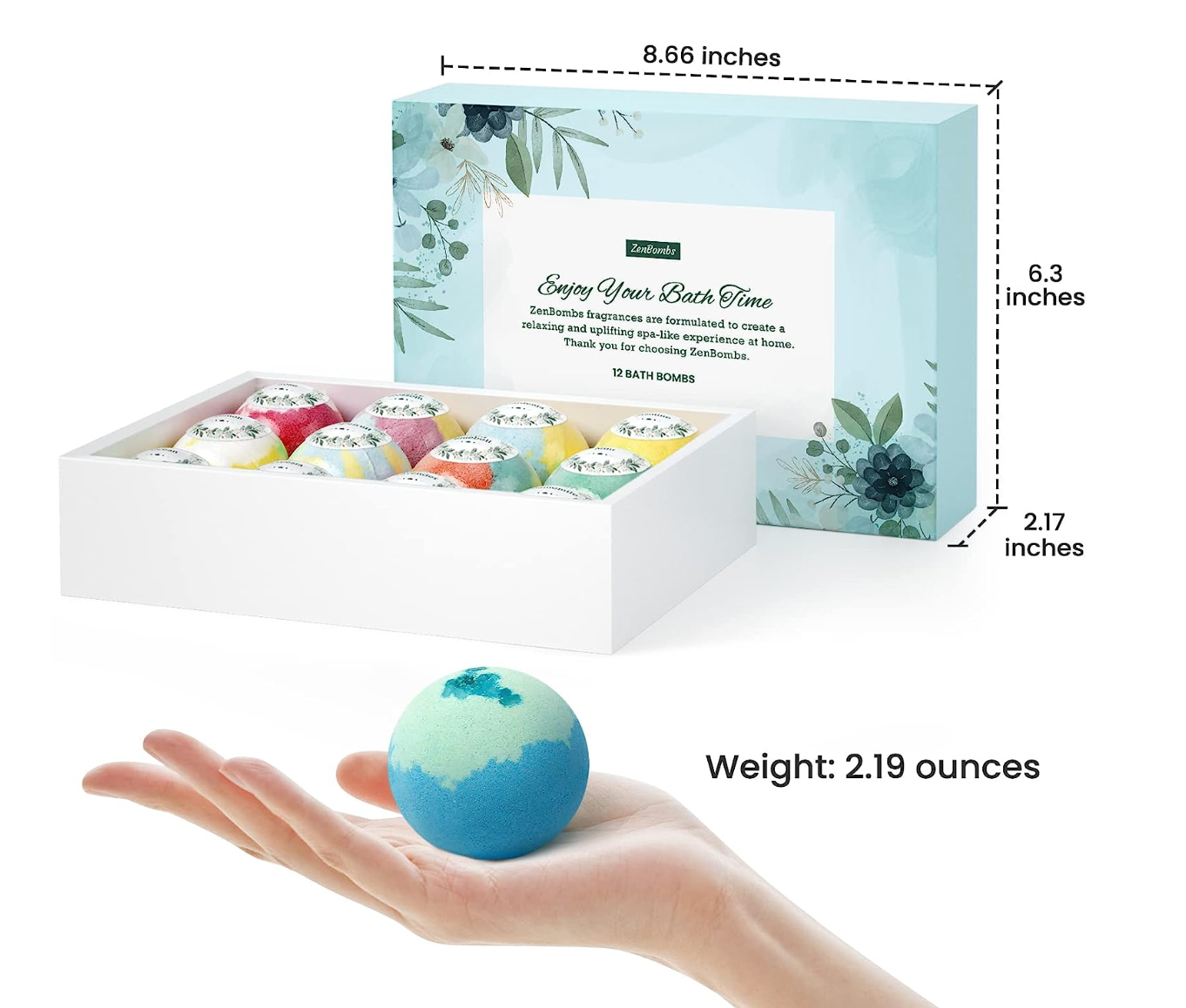 ZenBombs Bath Bombs for Women, 12pcs Handmade Natural Bath Bomb Gift Set, Fizzies Relaxing Spa Bath with Shea Butter & Essential Oils, Amazing Gift for Her, Wife, Girlfriend, Mother