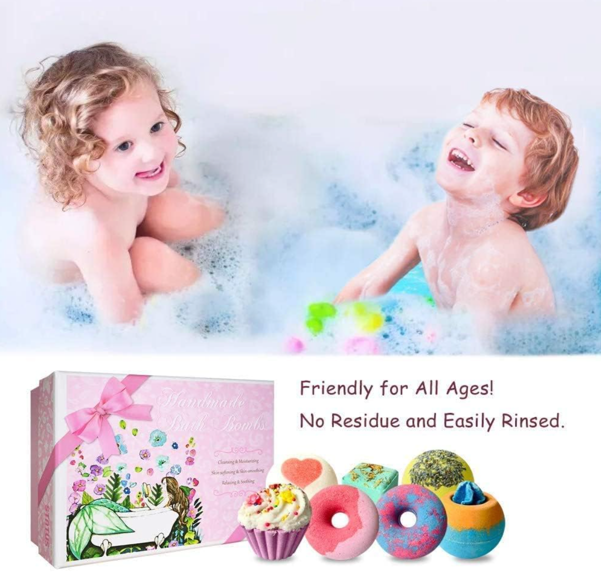 STNTUS INNOVATIONS Bath Bombs, 7 Natural Bath Bomb Gift Set, Handmade Bubble Bathbombs for Women Kids, Gifts for Mom Her Girlfriend, Mothers Day Gifts, Birthday Valentines Christmas Gifts for Women
