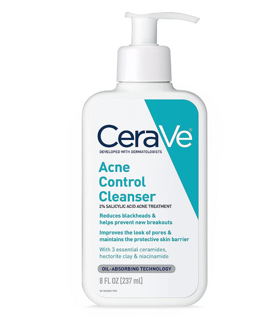 CeraVe Face Wash Acne Treatment | 2% Salicylic Acid Cleanser with Purifying Clay for Oily Skin | Blackhead Remover and Clogged Pore Control | Fragrance Free, Paraben Free & Non Comedogenic| 8 Ounce