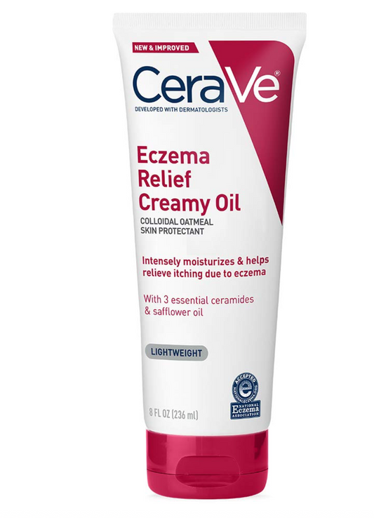 Cerave Eczema Relief Creamy Body Oil | Anti Itch Cream for Eczema & Moisturizer for Dry Skin with Colloidal Oatmeal, Ceramides and Safflower Oil | 8 Ounce