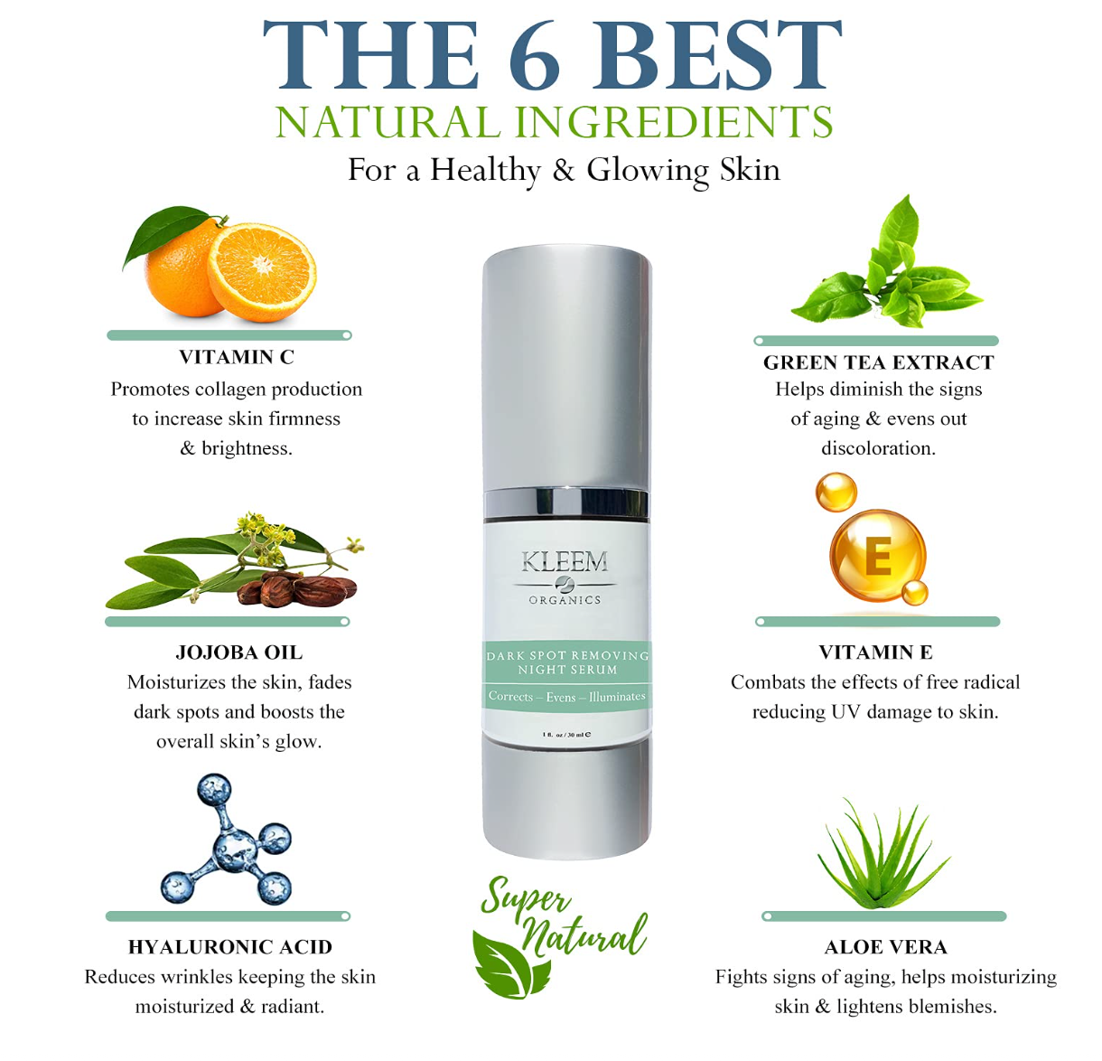 Best Dark Spot Corrector Serum for Face, Hands & Neck. This Age Spot Remover is Formulated with Bio Ingredient for Dark Spots, Age Spots & Sun Spots. Kleem Organics Dark Spot Remover is Made in USA