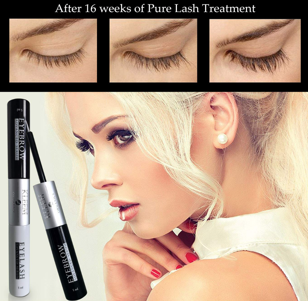 Natural Eyelash Growth Serum & Eyebrow Enhancer for Longer, Fuller, Thicker Lashes and Brows - 2 in 1 Lash and Brow Growth Serum to Nourish Damaged Lashes - Eye Lash Serum for Eyelash Growth 0.34 oz