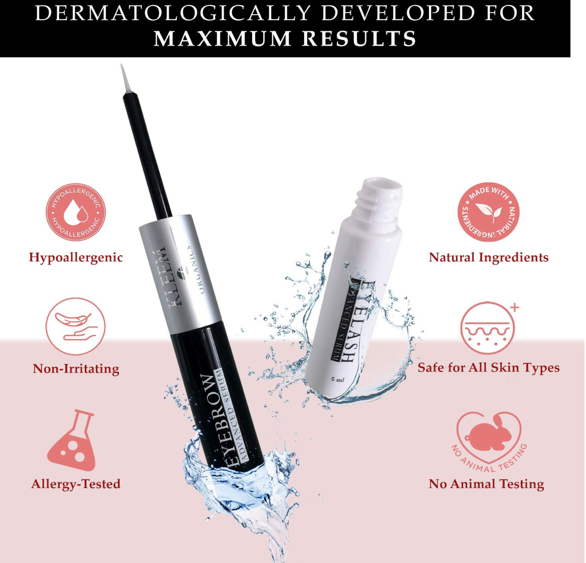 Natural Eyelash Growth Serum & Eyebrow Enhancer for Longer, Fuller, Thicker Lashes and Brows - 2 in 1 Lash and Brow Growth Serum to Nourish Damaged Lashes - Eye Lash Serum for Eyelash Growth 0.34 oz