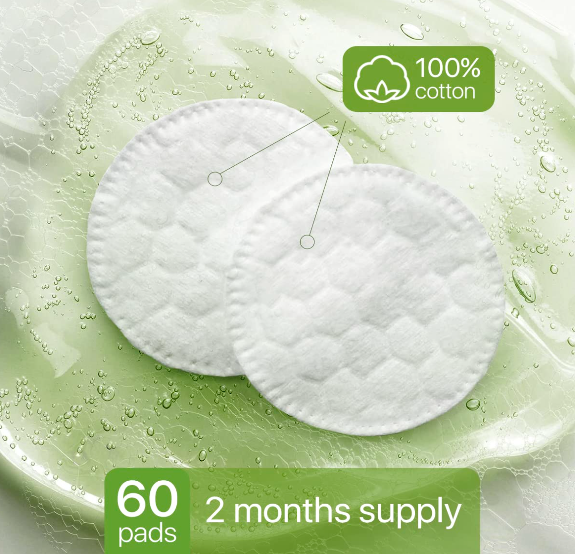 Glycolic Acid Resurfacing Pads for Face and Body - 5% Exfoliating Facial Peel - Vitamins B5 C E, Green Tea - Glycolic Acid Face Wash – 60 Pre-Moistened Cotton Pads for Face Cleansing and Peeling