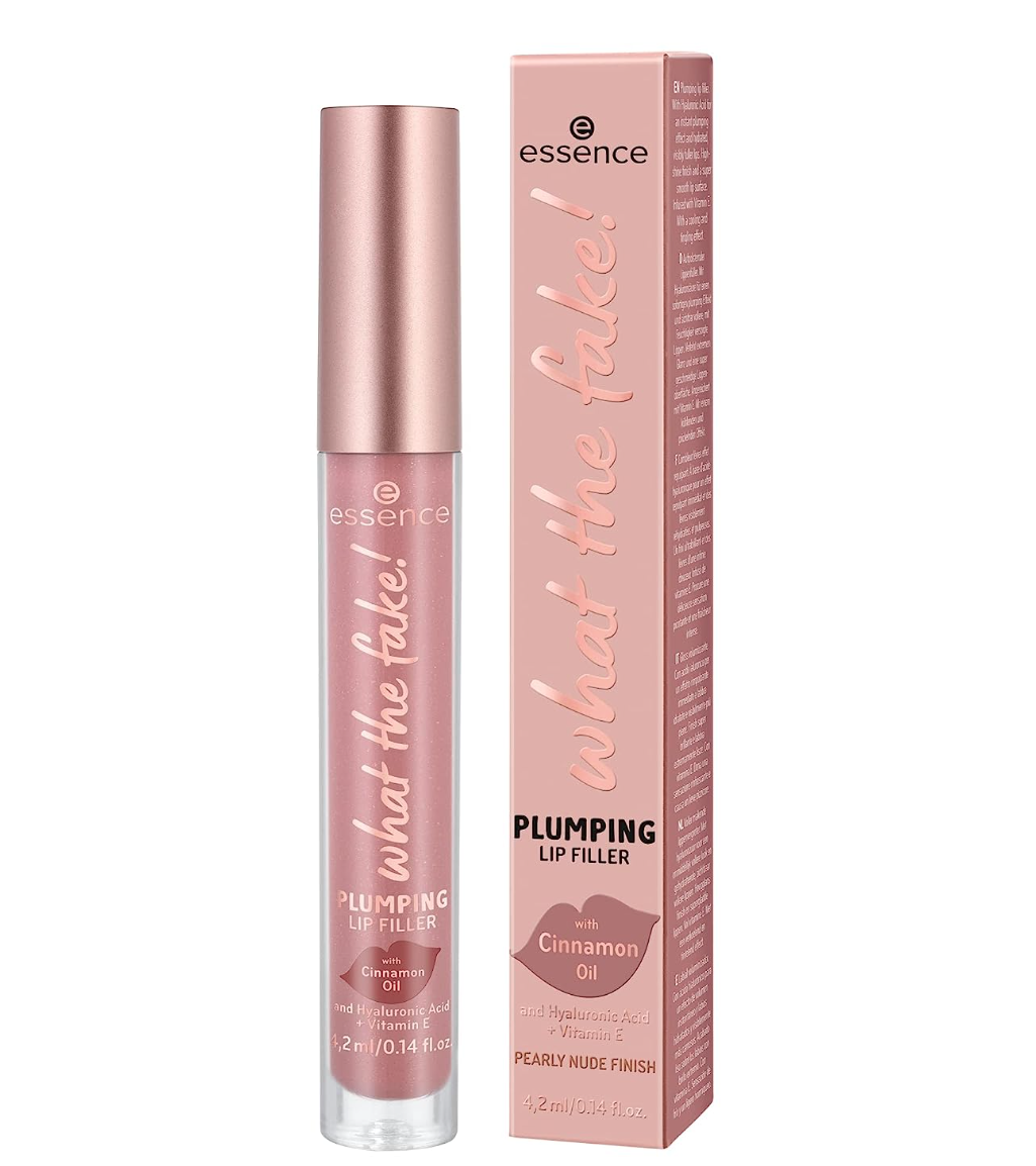 Essence | What the Fake! Plumping Lip Filler | Volumizing Lip Gloss Made With Hyaluronic Acid and Vitamin E | Vegan & Cruelty Free | Free From Gluten, Parabens & Fragrance (02 | Oh My Nude!)
